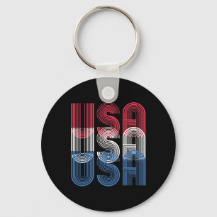 Usa 4th Of July Retro Independence Day Key Ring