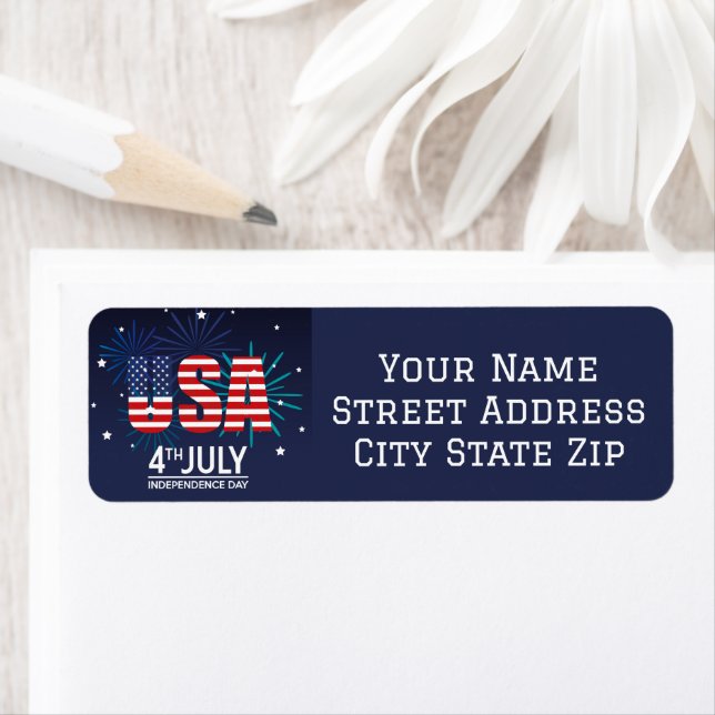 USA 4th of July Return Address Label (Insitu)