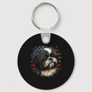Usa 4th Of July Shih Tzu On Patriotic American Shi Key Ring
