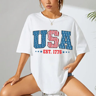 USA 4th of July Shirt, Patriotic Gift for Her T-Shirt