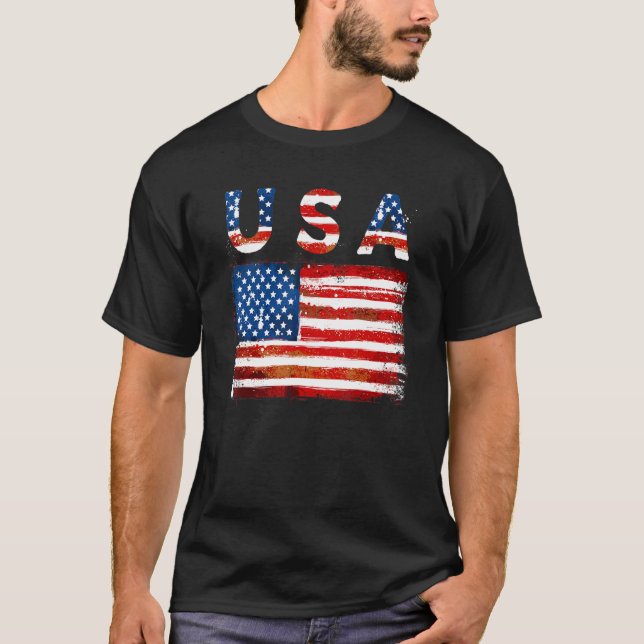 Usa 4th Of July Us Flag Patriotic America Men Wome T-Shirt (Front)