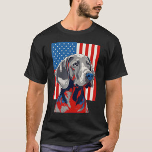 USA 4th Of July Weimaraner on Patriotic American W T-Shirt