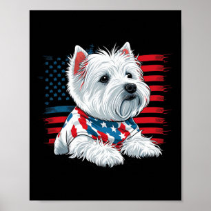 Usa 4th Of July West White Terrier American Westie Poster