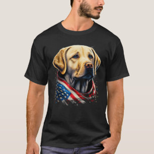 USA 4th Of July Yellow Patriotic American Labrador T-Shirt