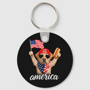 Usa Aamerica Labrador Retriever Hot Dog 1776-2026 Key Ring
