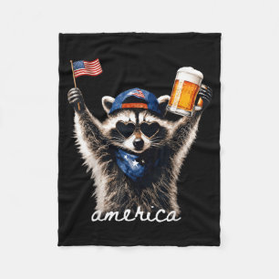 Usa Aamerica Racoon Beer 1776-2026 4th Of July Fleece Blanket