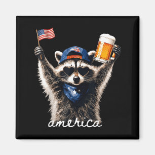 Usa Aamerica Racoon Beer 1776-2026 4th Of July Magnet