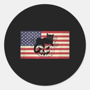 Usa Aamerican Flag Distressed Halloween Pumpkin Classic Round Sticker