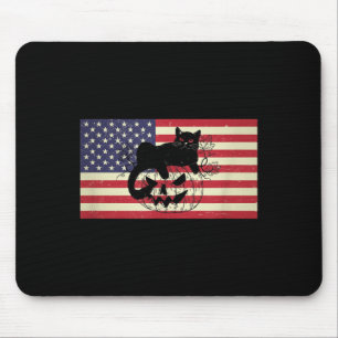 Usa Aamerican Flag Distressed Halloween Pumpkin Mouse Pad