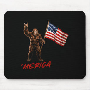 Usa Aamerican Flag Patriotic 4th Of July Bigfoot Mouse Pad