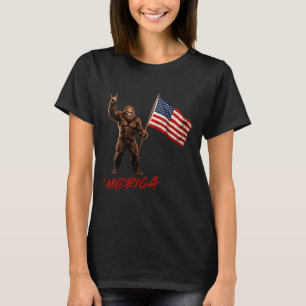 Usa Aamerican Flag Patriotic 4th Of July Bigfoot T-Shirt
