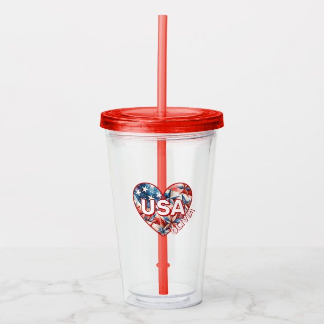 USA Add Name Acrylic Tumbler (Front)