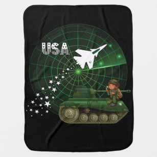 USA Air Force, Army, Radar, Tank and Soldier Baby Blanket