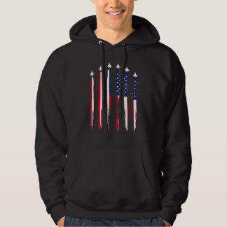 USA Airplane Jet Fighter 4th American Flag Of July Hoodie