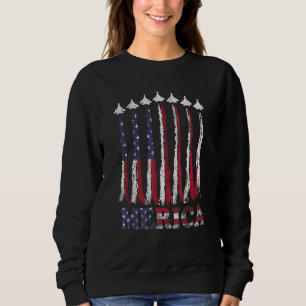 USA Airplane Jet Fighter 4th American Flag Of July Sweatshirt