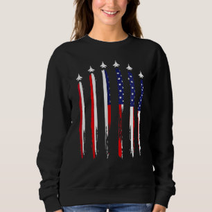 USA Airplane Jet Fighter 4th American Flag Of July Sweatshirt