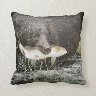 USA, Alaska, Anan Creek. Close-Up Of Black Bear Cushion