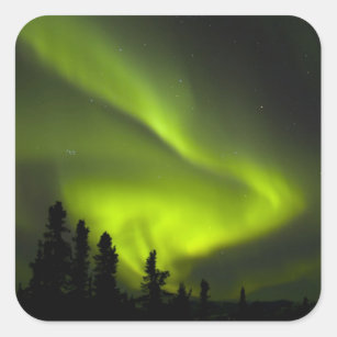 USA, Alaska, Chena Hot Springs. Aurora Borealis 2 Square Sticker