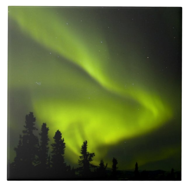 USA, Alaska, Chena Hot Springs. Aurora Borealis 2 Tile (Front)