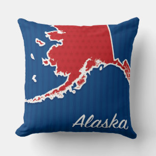 USA Alaska State Patriotic Stars and Stripes Map Cushion