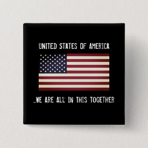 USA All In This Together Patriotic 15 Cm Square Badge