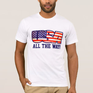USA all the way! or your words flag text t-shirt