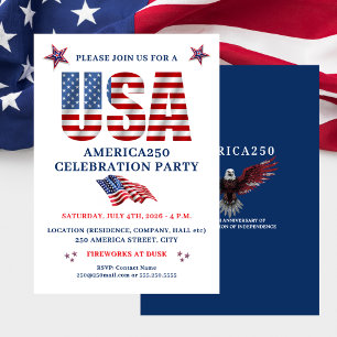 USA AMERICA250 CELEBRATION PARTY JULY 4TH INVITATION