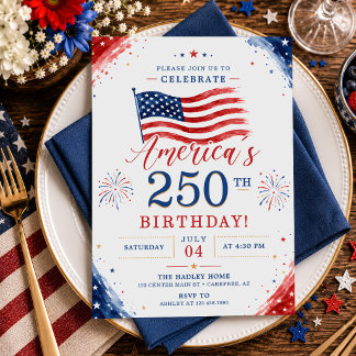 USA America 250th Anniversary July 4th Party Invitation