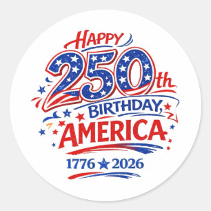 USA America 250th Anniversary Patriotic Classic Round Sticker