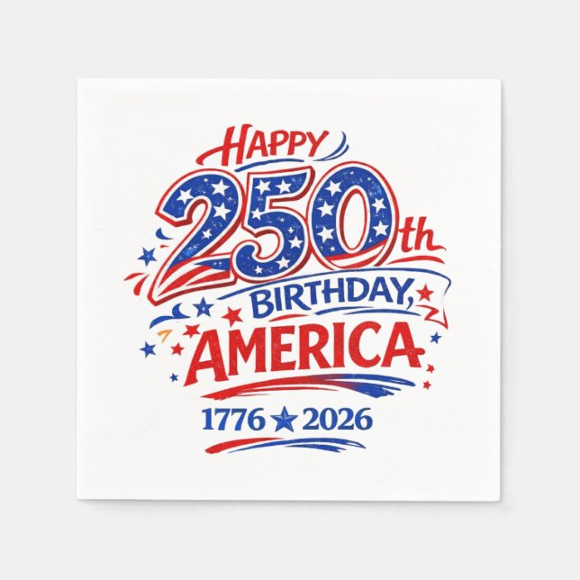 USA America 250th Anniversary Patriotic Napkin (Front)