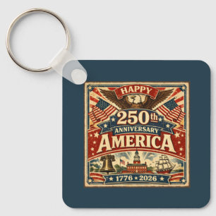 USA America 250th Anniversary Vintage Patriotic Key Ring