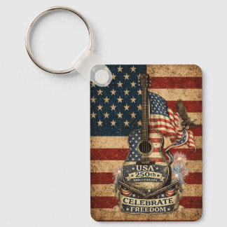 USA America 250th Anniversary Vintage Patriotic Key Ring