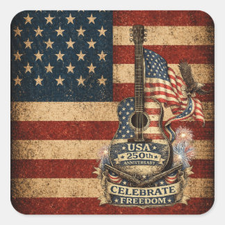 USA America 250th Anniversary Vintage Patriotic Square Sticker