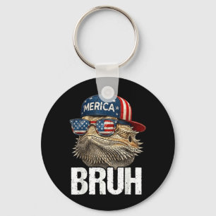 Usa America Bearded Dragon 4th Of July Patriotic Key Ring