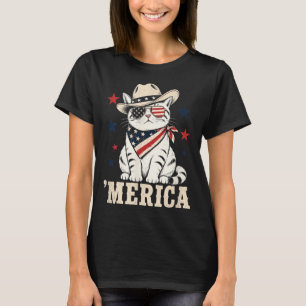 Usa America Cat 4th Of July Funny Patriotic T-Shirt