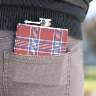 USA America Clan Tartan Plaid Pattern Hip Flask
