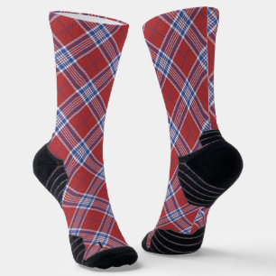 USA America Colors Plaid Tartan Red White Blue Socks