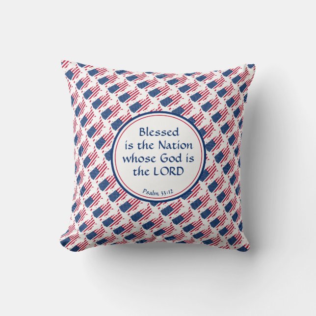 USA AMERICA Custom Scripture American Flag Cushion (Front)