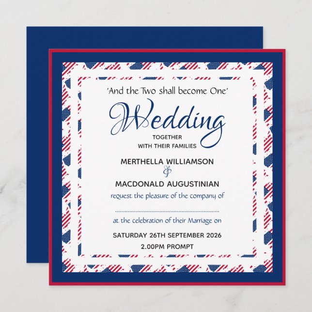 USA AMERICA FLAG Custom Patriotic Square Wedding Invitation (Front/Back)