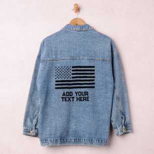 USA America Flag Editable Personalised Custom Text Denim Jacket