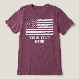 USA America Flag Editable Personalised Custom Text Tri-Blend Shirt