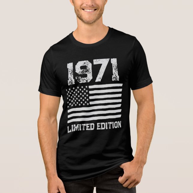 USA America Flag Editable Personalised Custom Text Tri-Blend Shirt (Front)
