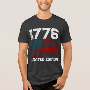 USA America Flag Editable Personalised Custom Text Tri-Blend Shirt