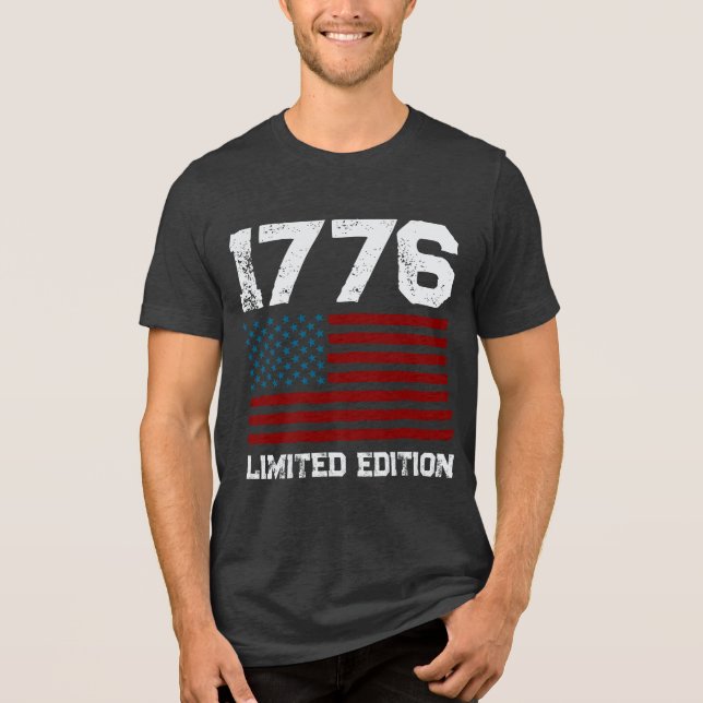 USA America Flag Editable Personalised Custom Text Tri-Blend Shirt (Front)