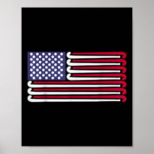 Usa America Flag Field Hockey Poster
