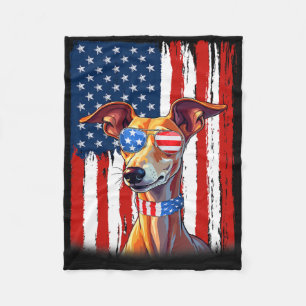 Usa America Flag Italian Greyhound Dog 4th Of July Fleece Blanket