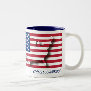 USA AMERICA FLAG MAP Scripture Customised WHITE Two-Tone Coffee Mug