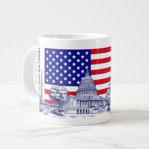 USA America Flag Monument Illustration Souvenir Large Coffee Mug