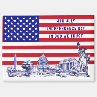 USA America Flag Monument Illustration Souvenir Magnet