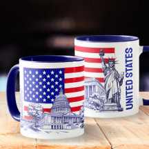 USA America Flag Monument Illustration Souvenir